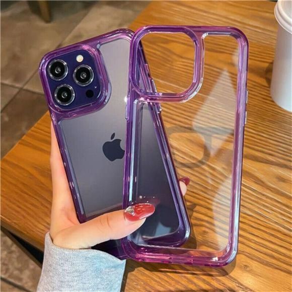 Clear Purple Case For iPhone 14 Pro Max 13 12 11 XS XR 8 7 SE Shockproof Cover - Picture 5 of 10